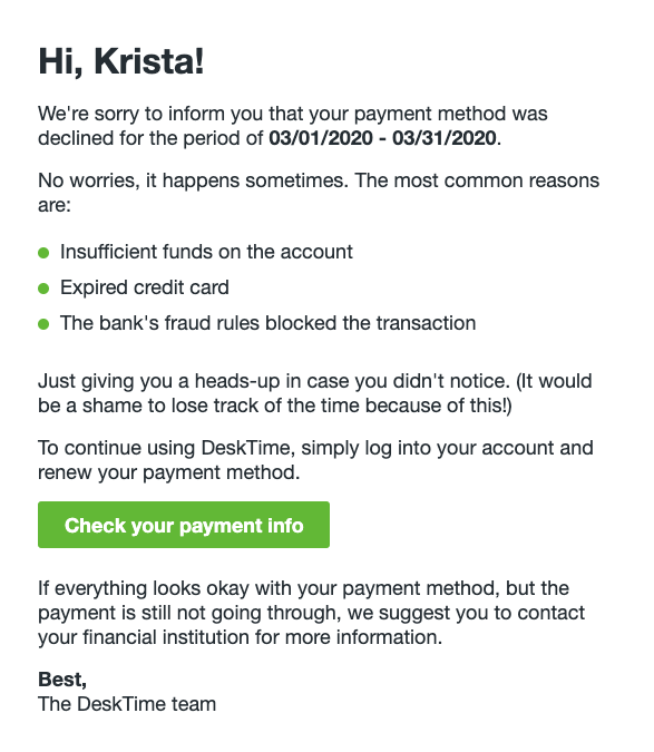Dunning Email