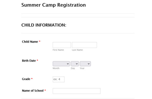 Summer Camp Registration