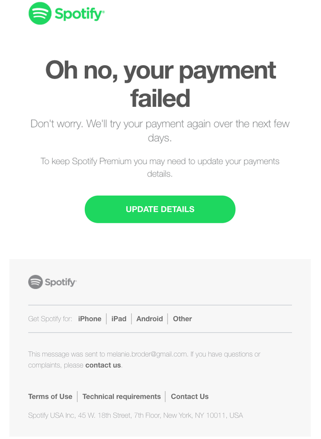 spotify failed payment