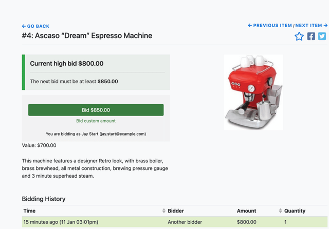 Online Auction Site Auctria