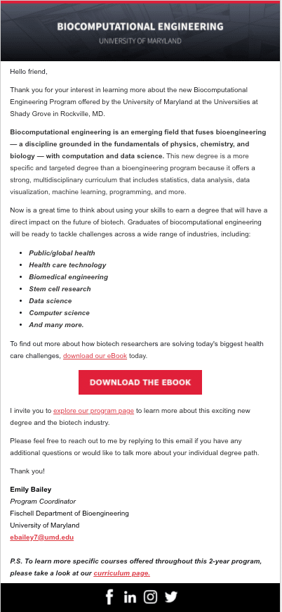 Regpack screenshot: University Of Maryland Email