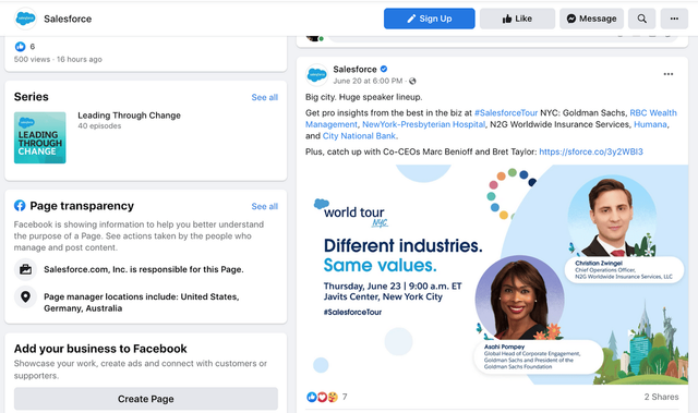 Regpack screenshot: Facebook