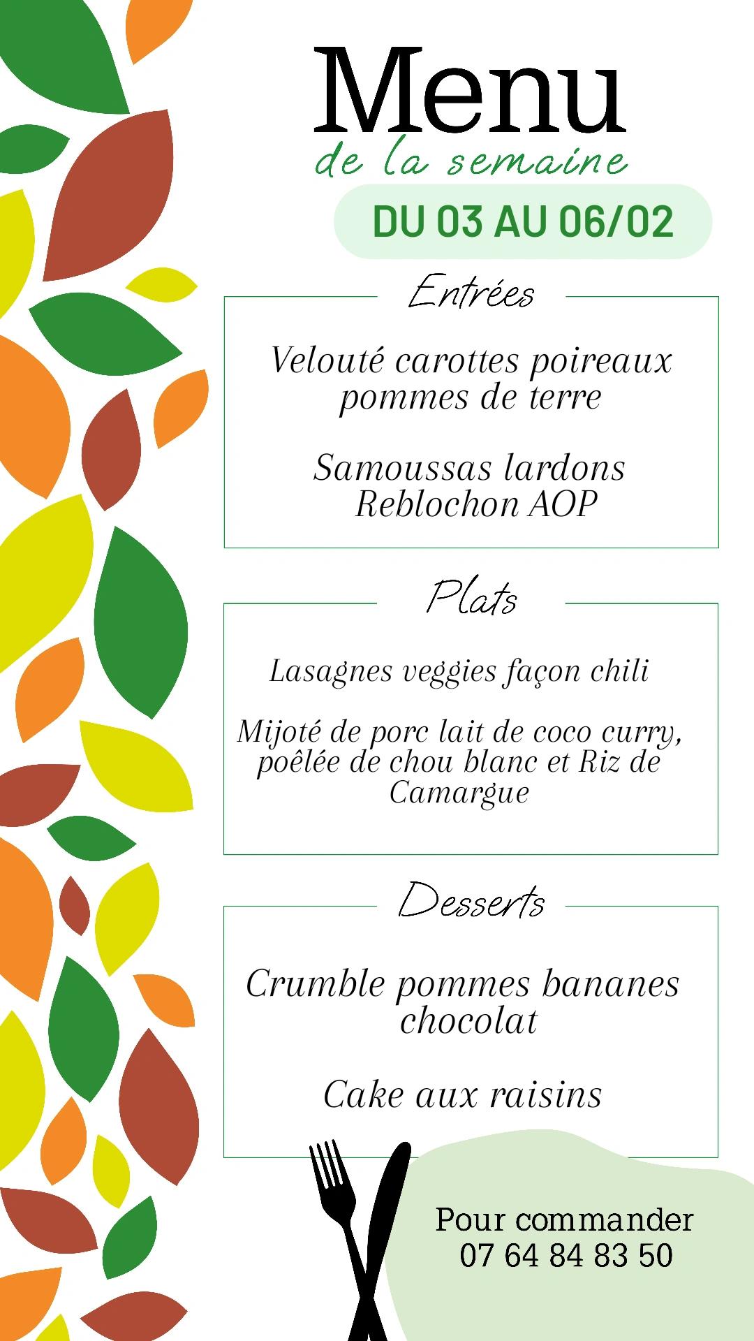Menu de la semaine