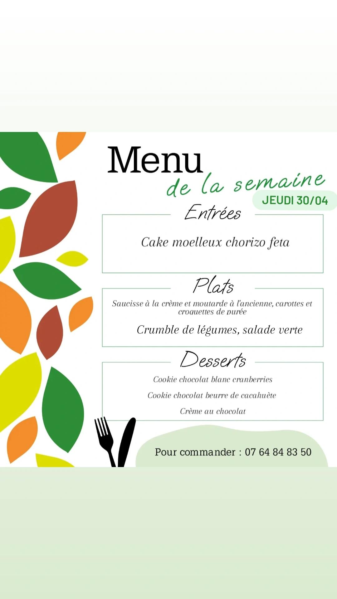 Menu de la semaine