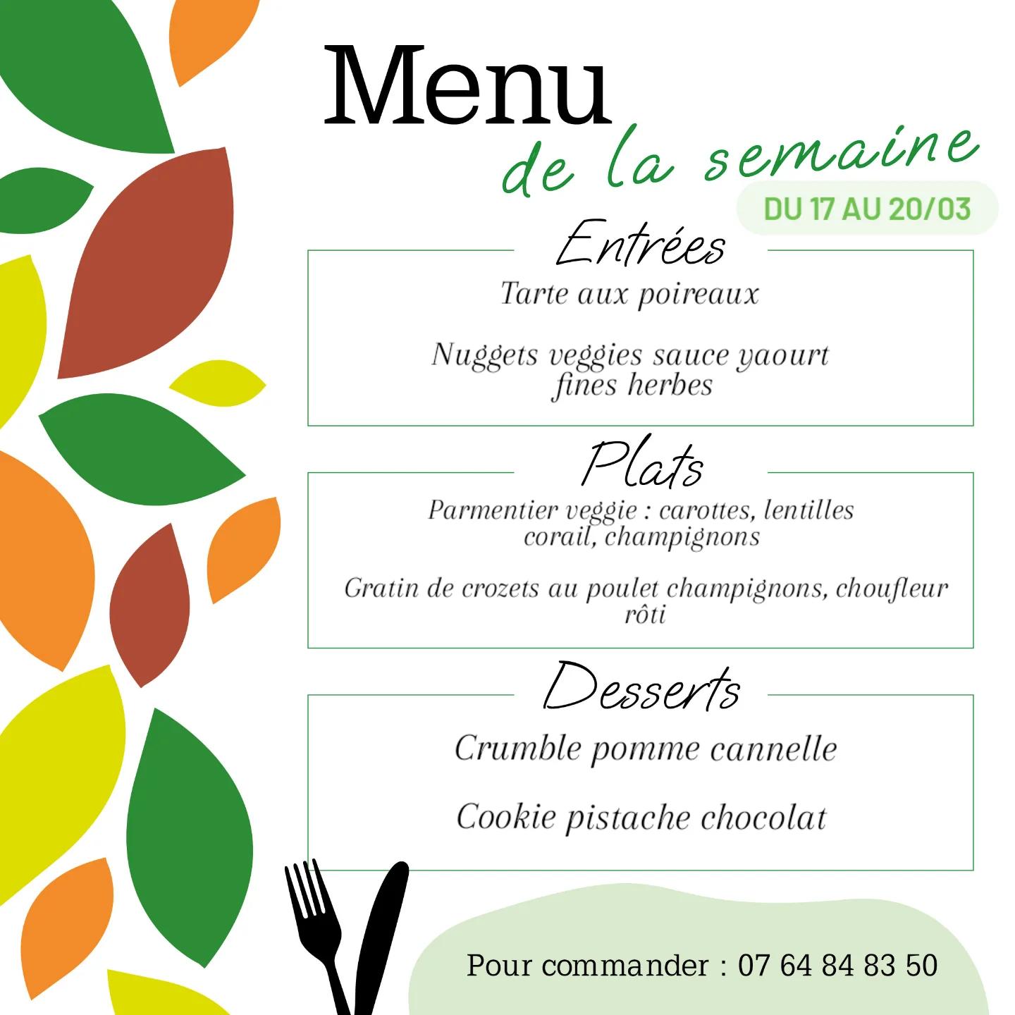 Menu de la semaine