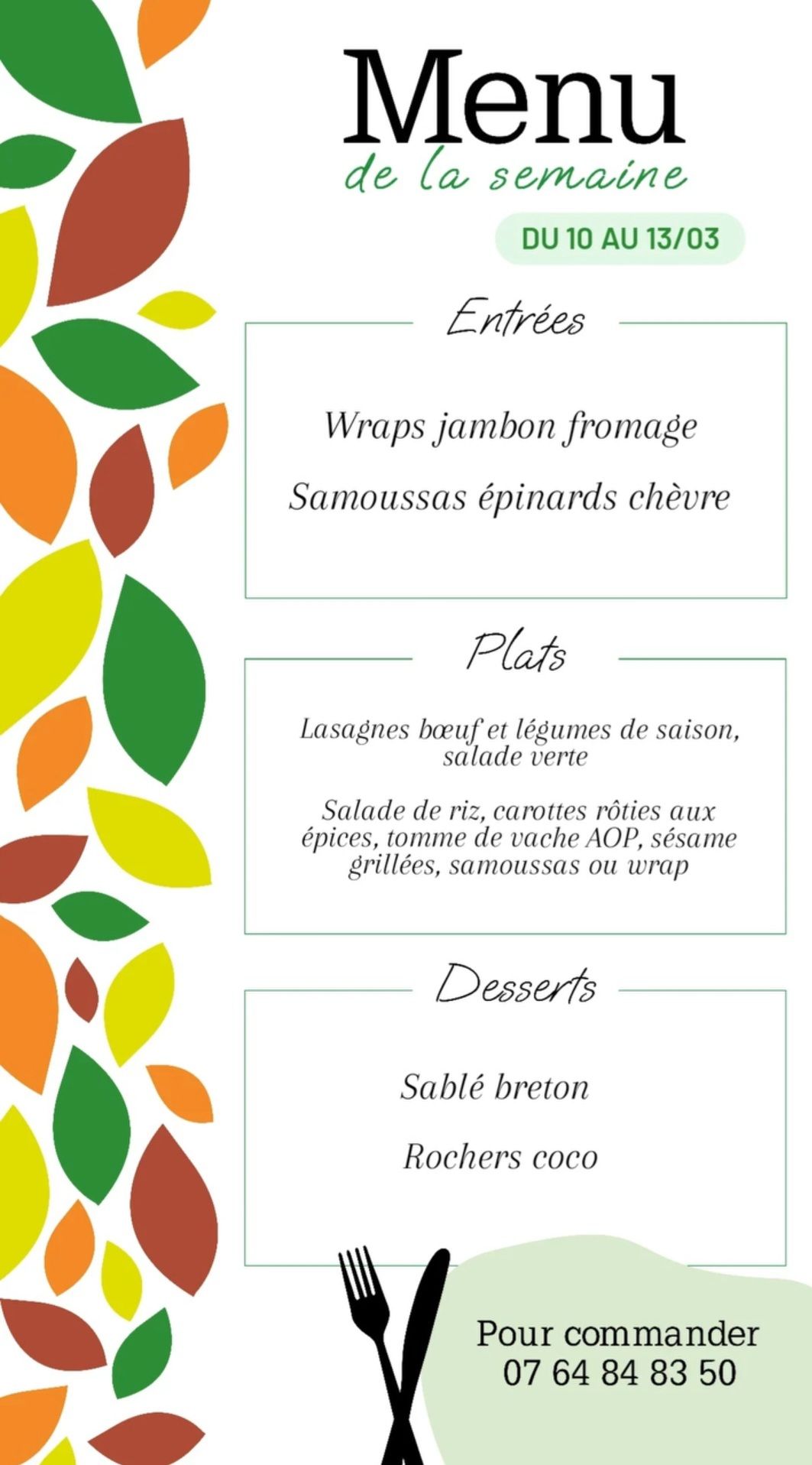 Menu de la semaine