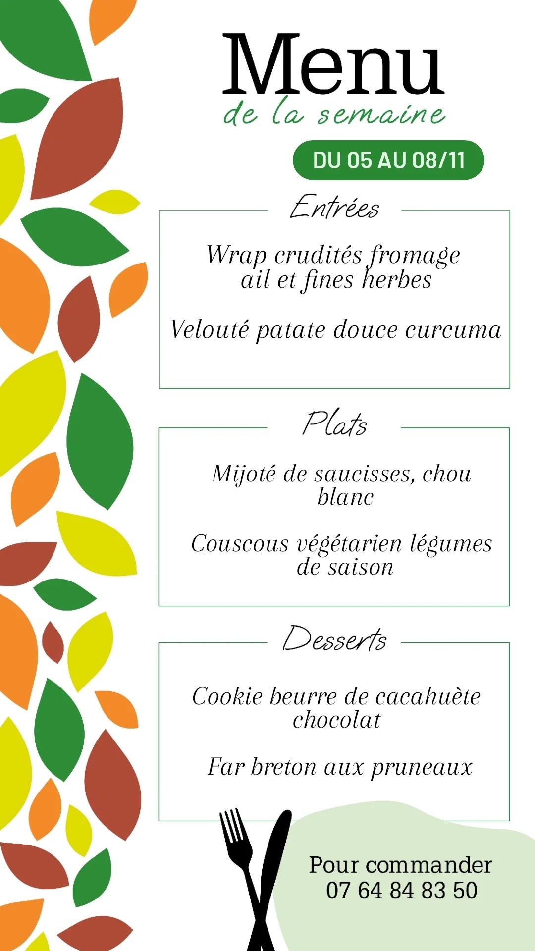 Menu de la semaine