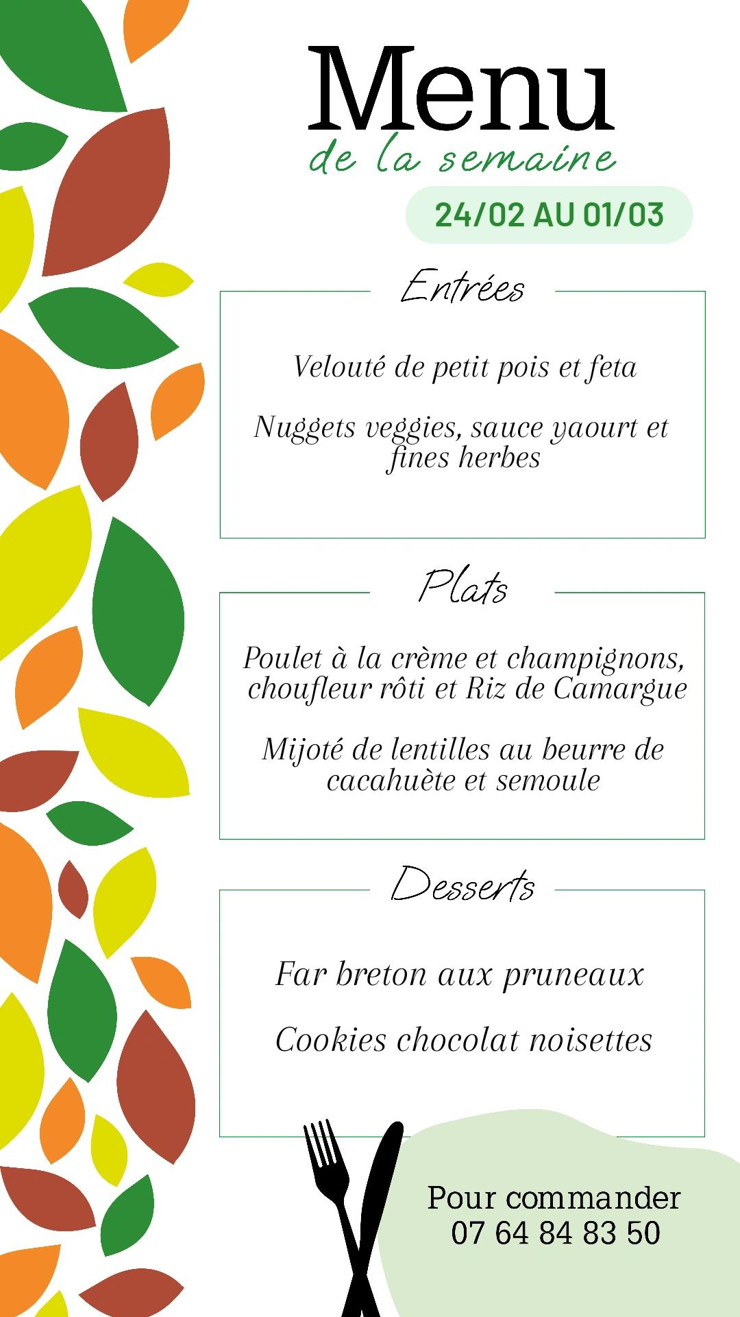 Menu de la semaine