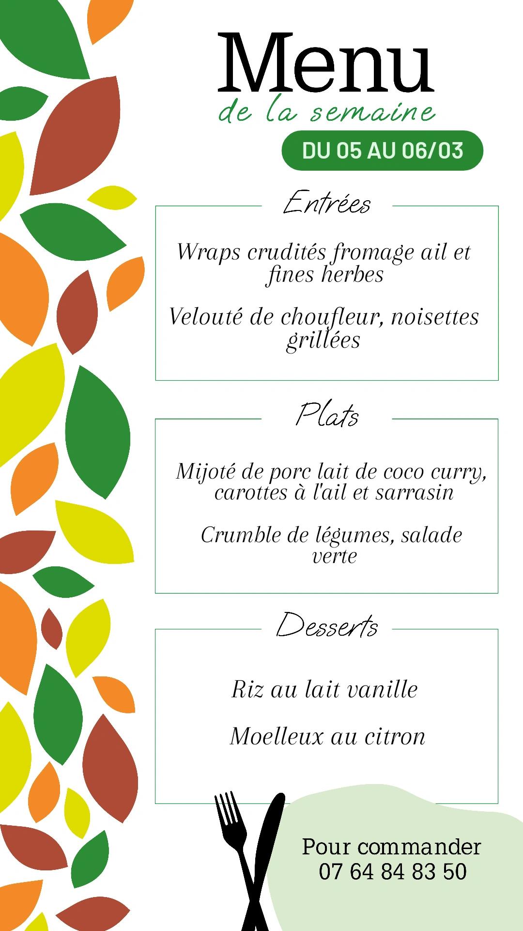 Menu de la semaine