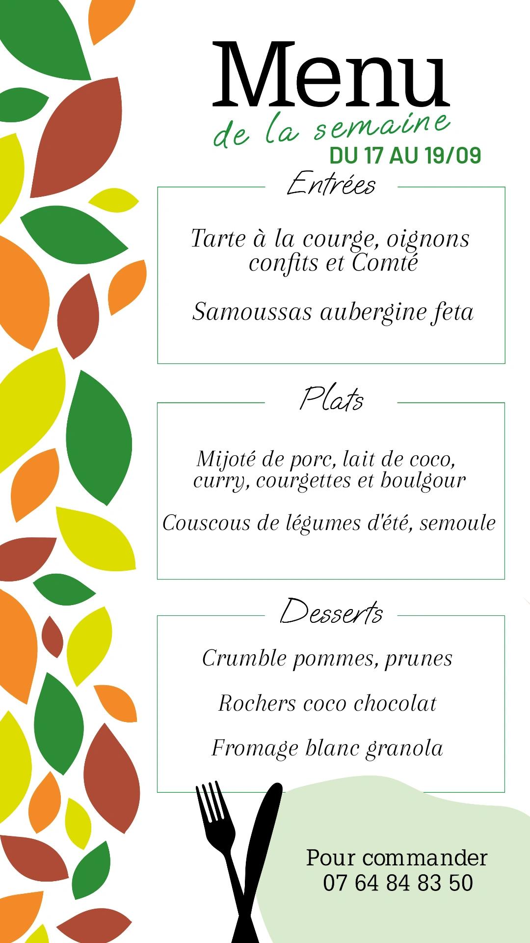 Menu de la semaine