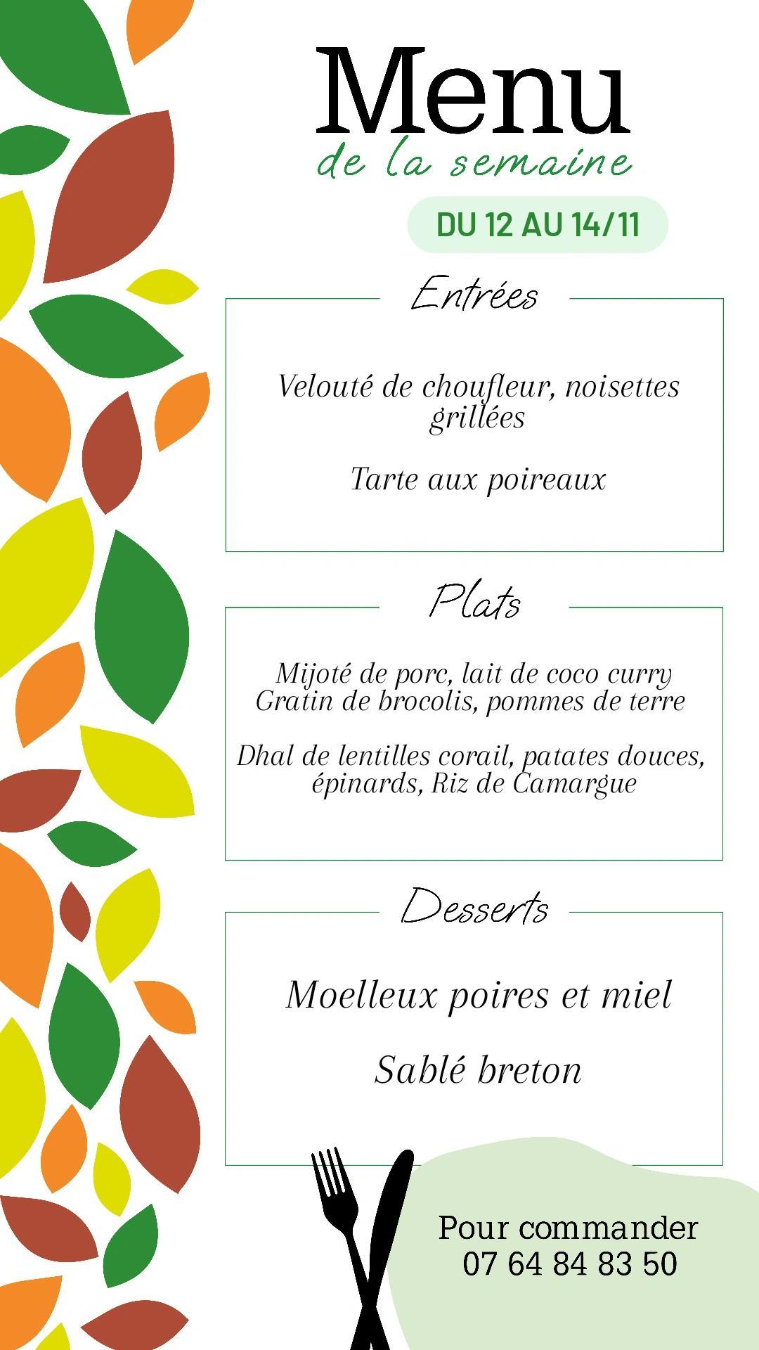 Menu de la semaine