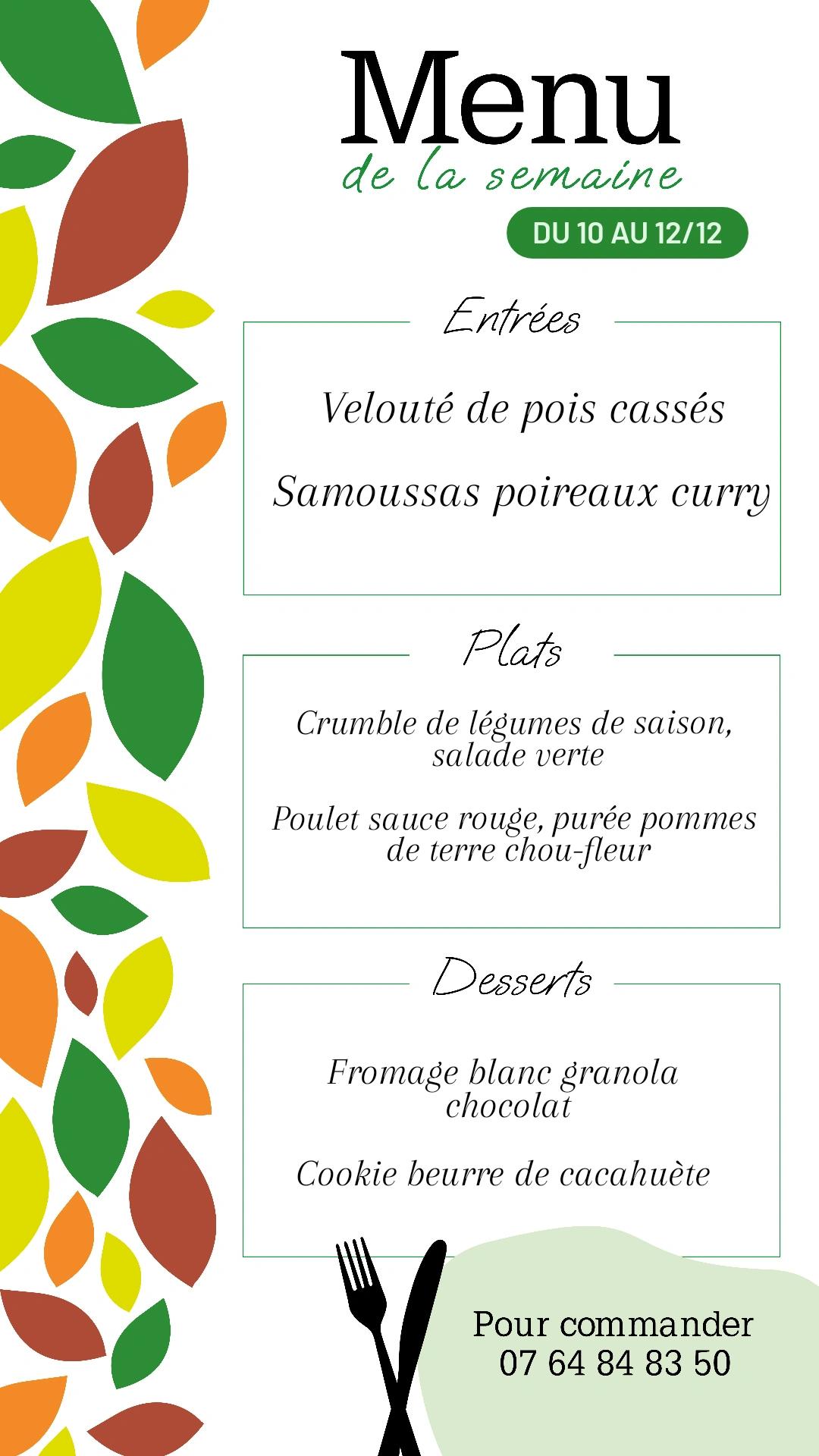 Menu de la semaine