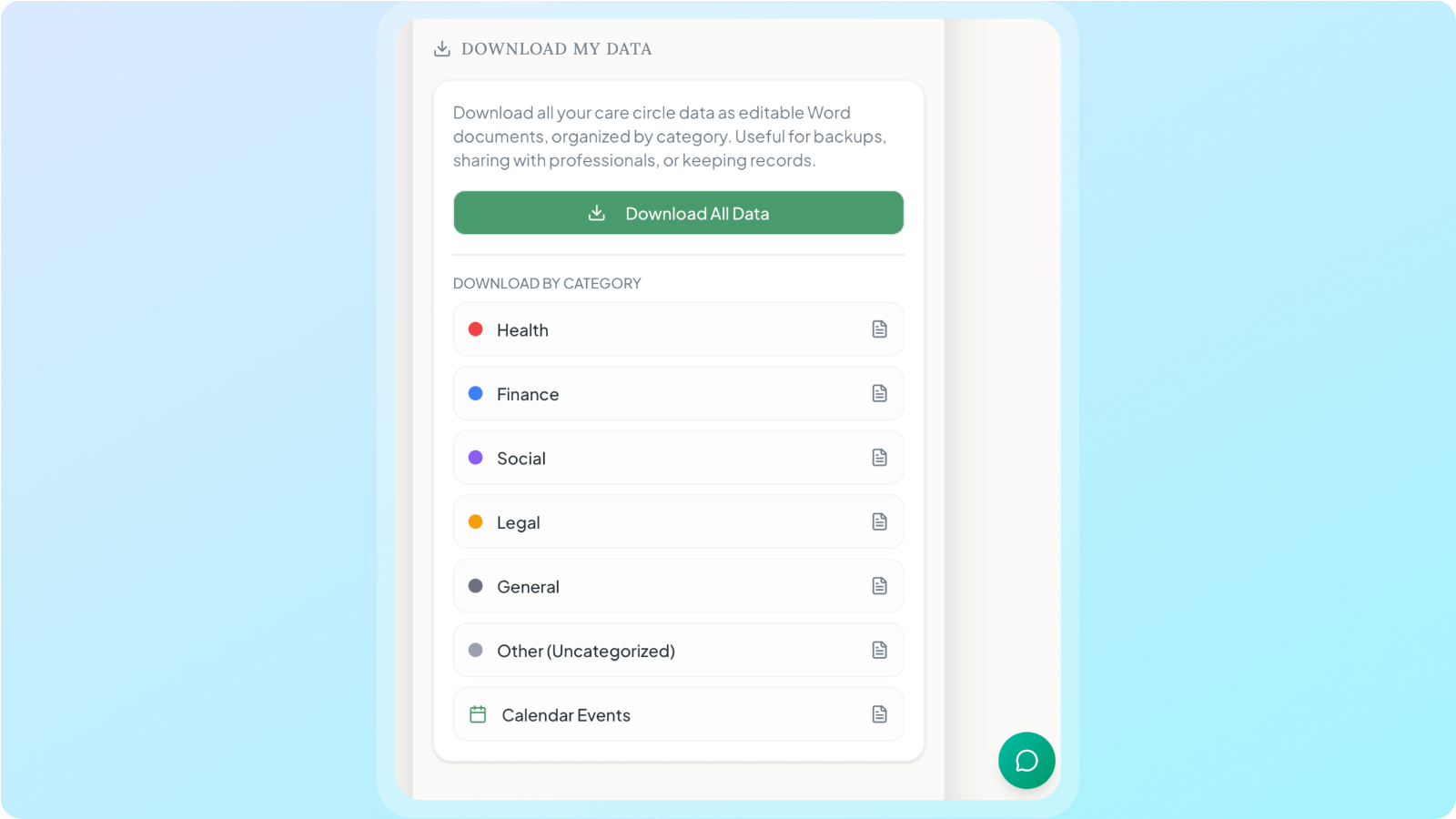 Send your loved one's medical history to their doctor with new download feature