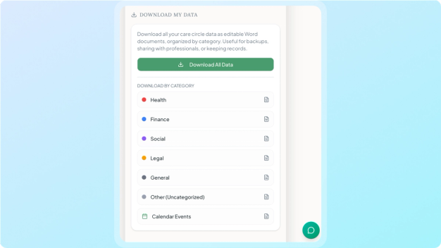 Send your loved one's medical history to their doctor with new download feature