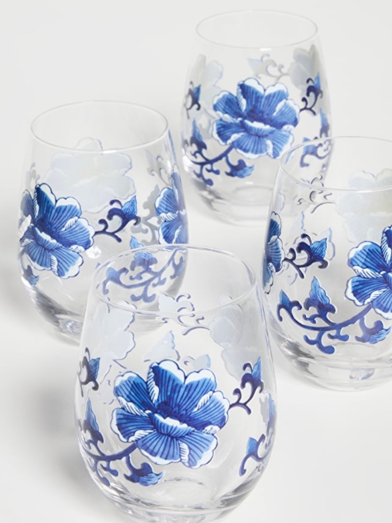 Painted Flower Wine Glasses (4)