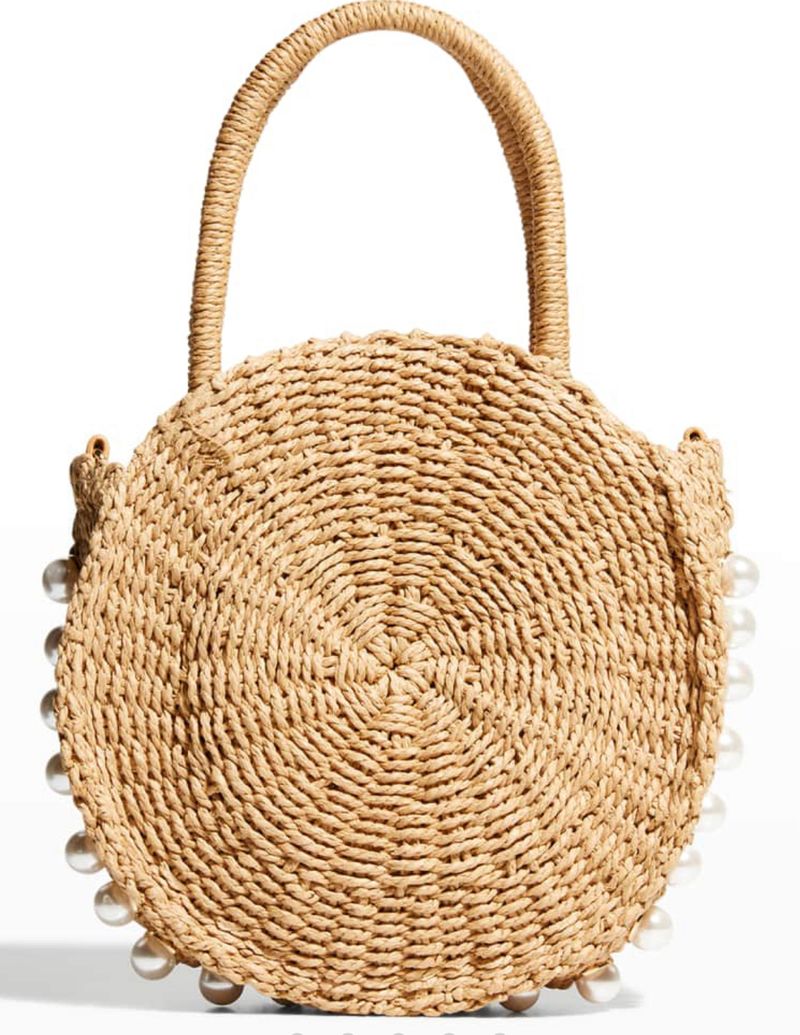 Straw bag with pearls 