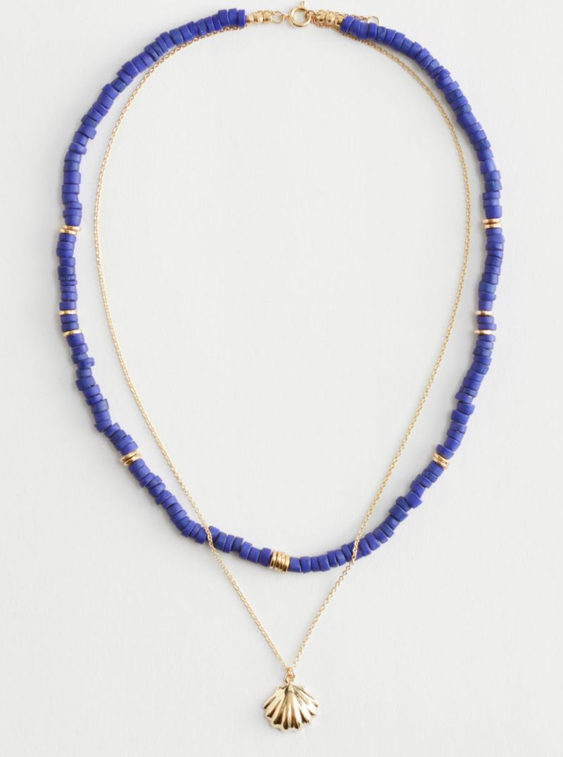 Layered blue bead necklace 