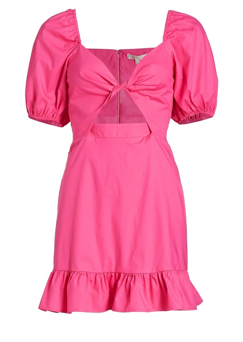 Pink puff sleeve midi dress 