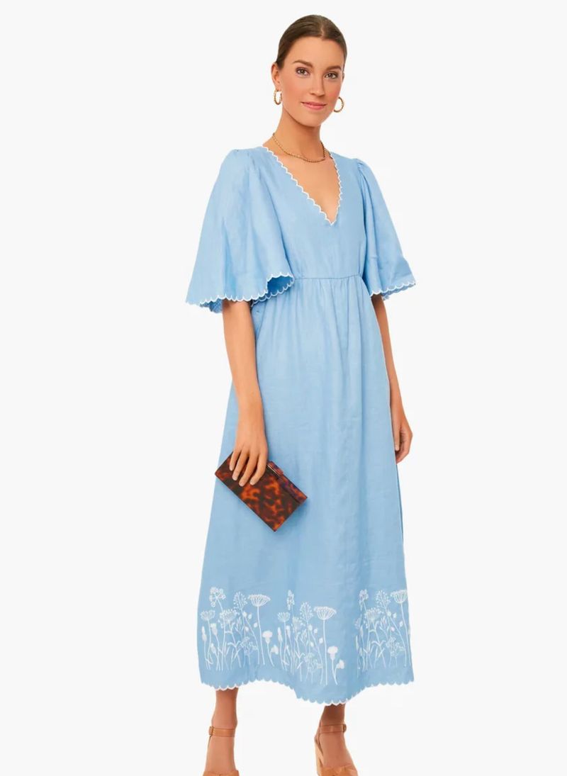 Open sky embroidered maxi