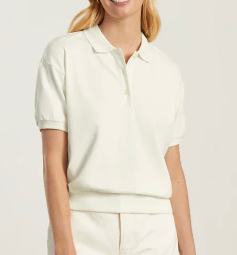 Puffed sleeve polo pullover 