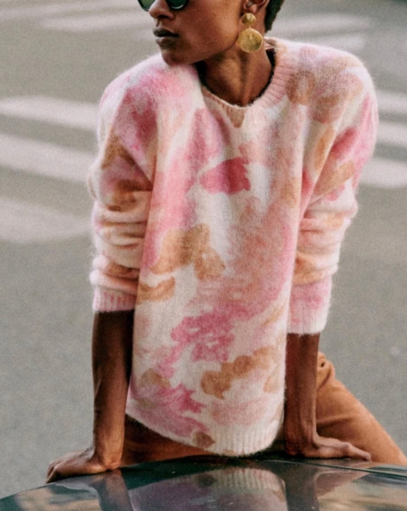 Pink floral sweater 