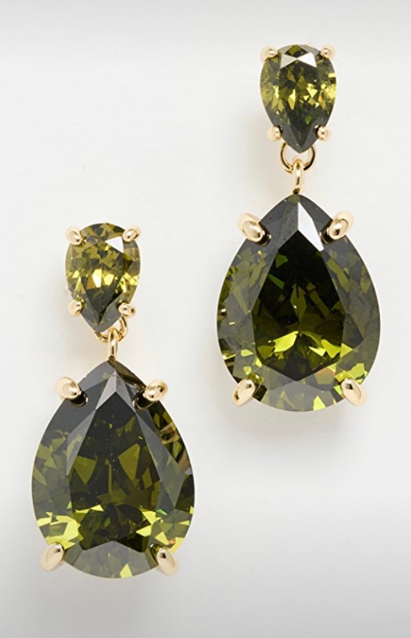 Green gemstone drop earrings 