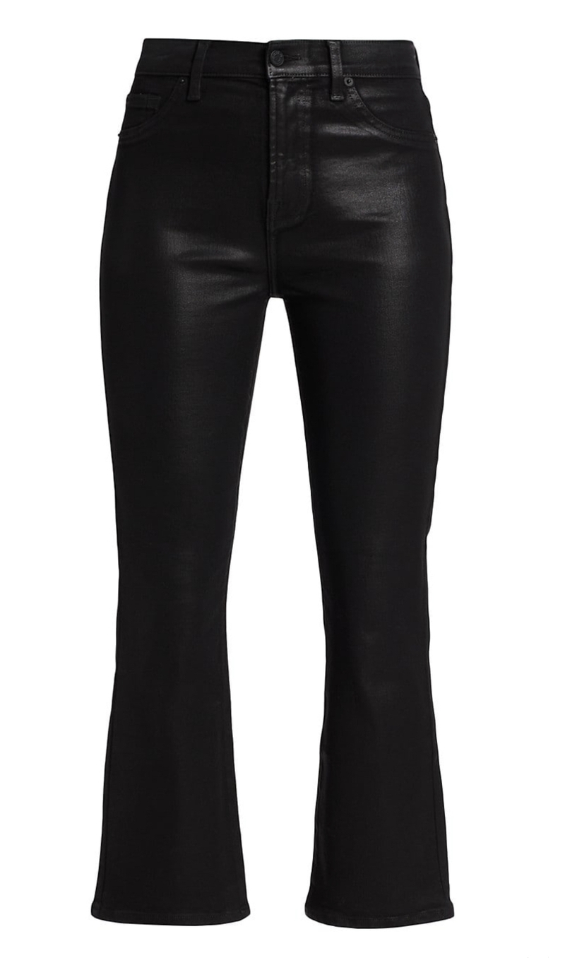 Flare cut off leather pants 