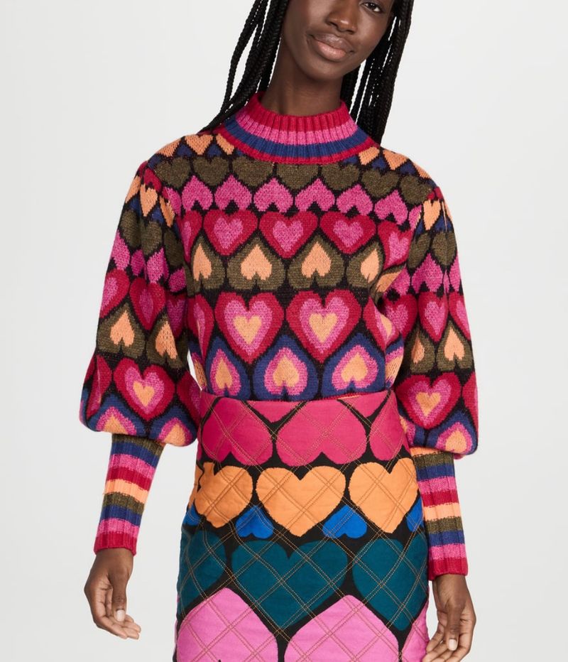 Multi colored hearts sweater 