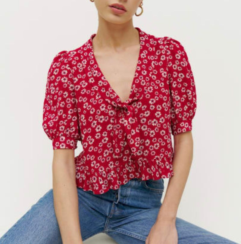 Red floral blouse 