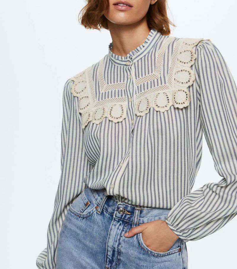 Striped embroidered blouse 