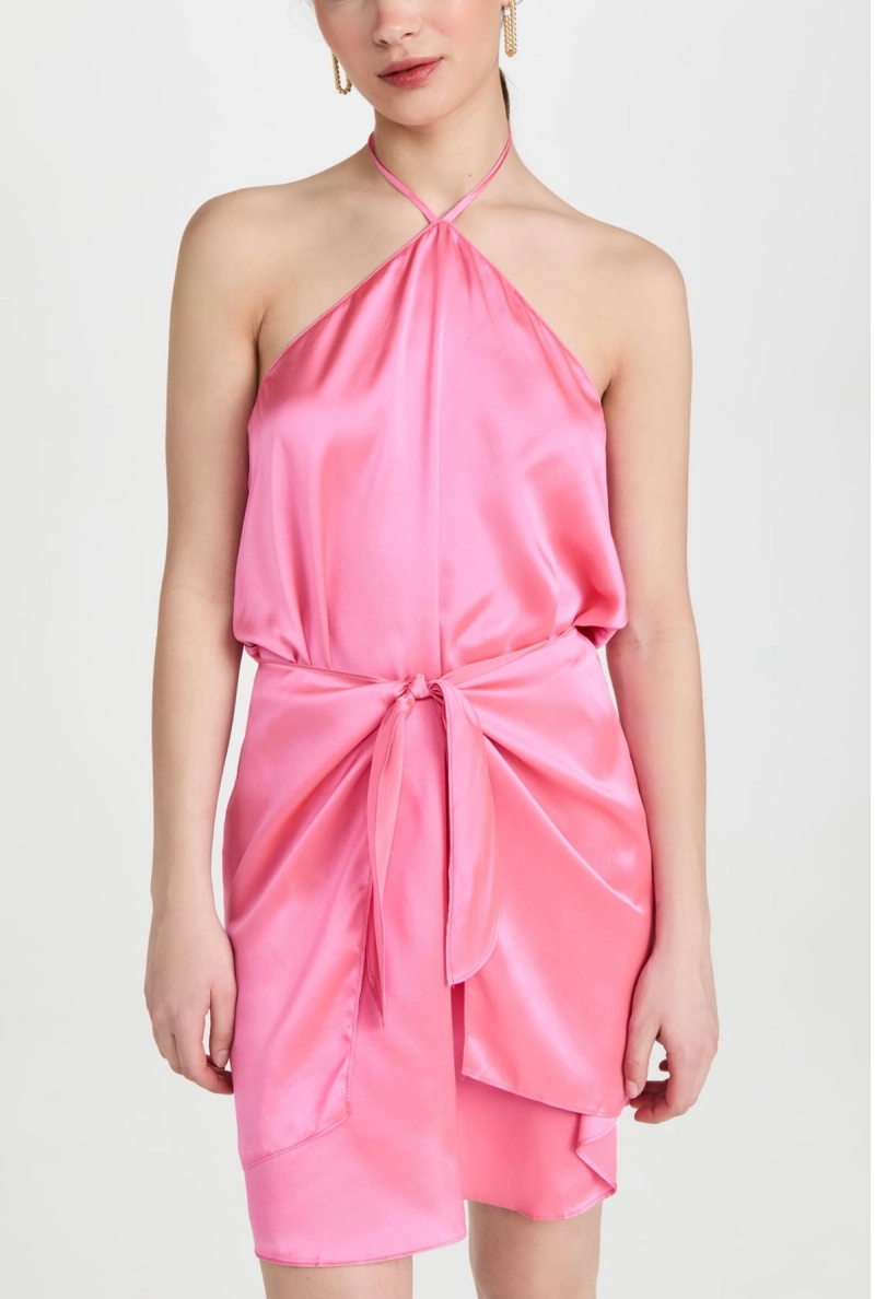 Pink halter mini dress