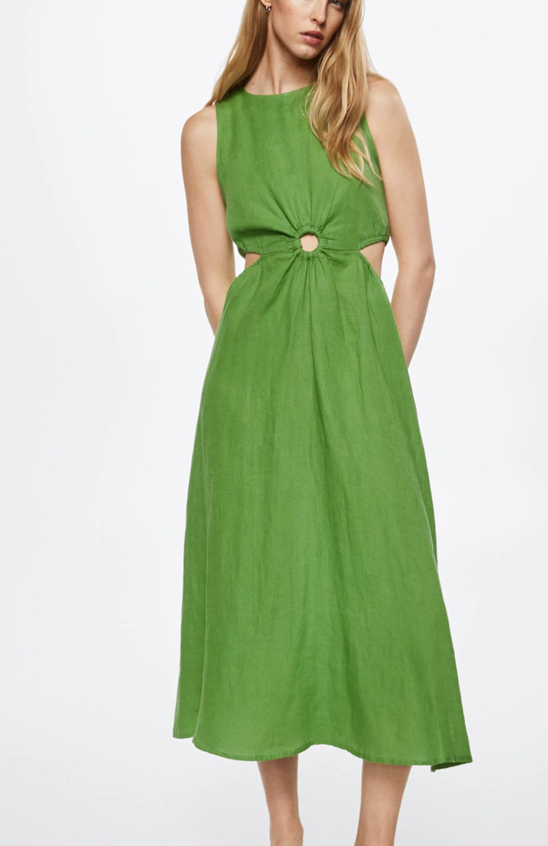 Green linen dress 