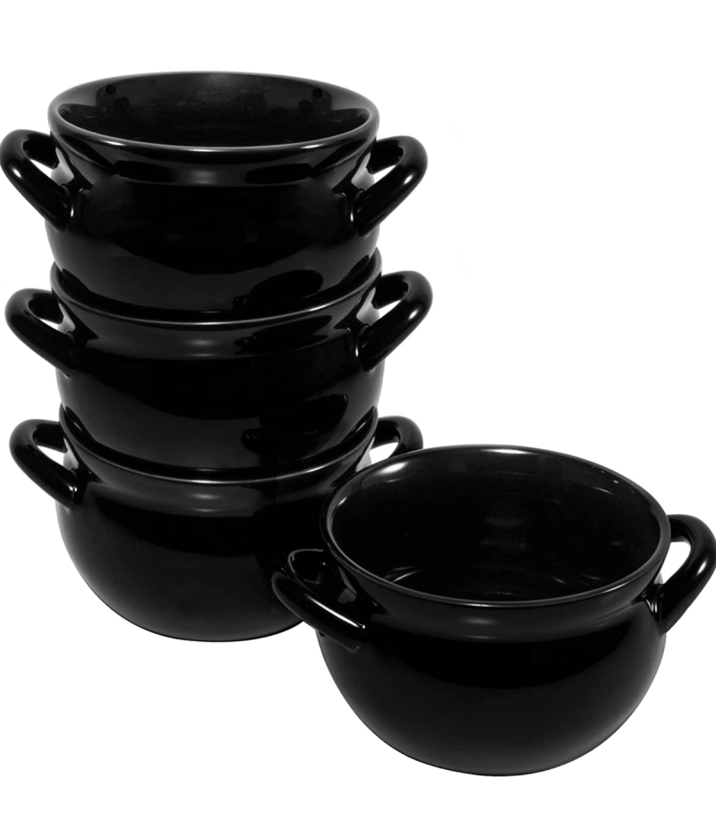 Black cauldron soup bowls