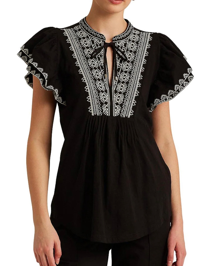 Black embroidered top 