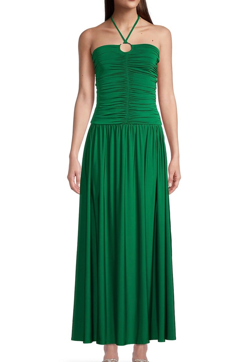 Green halter maxi dress 