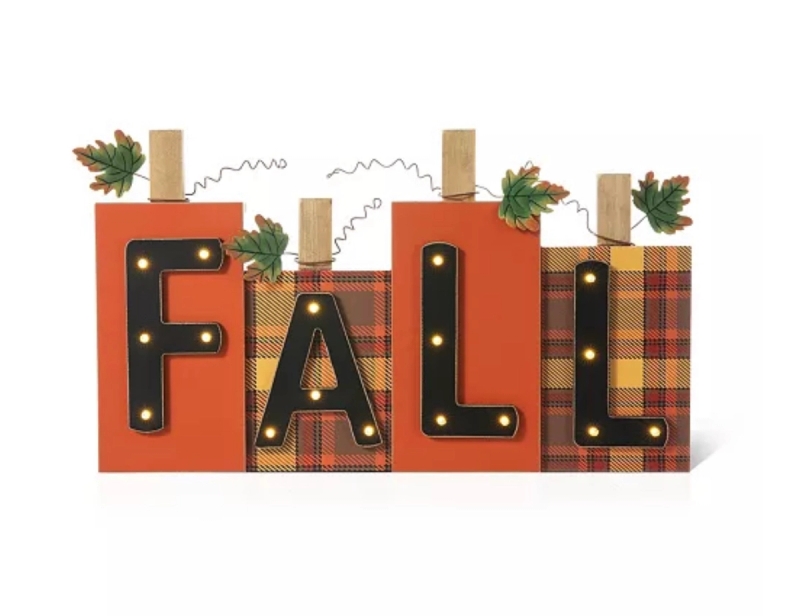 Fall table sign with lights 