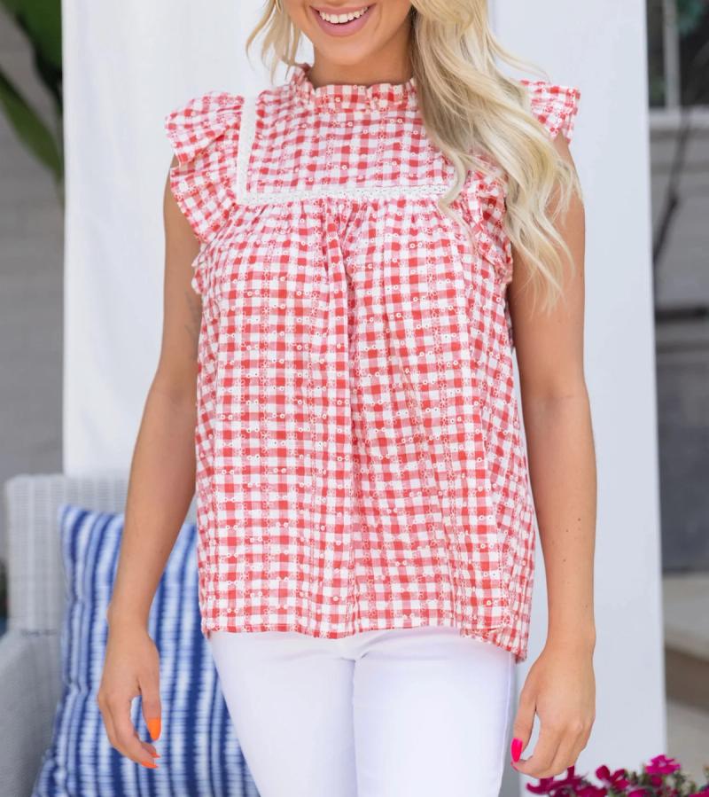 Red gingham top 