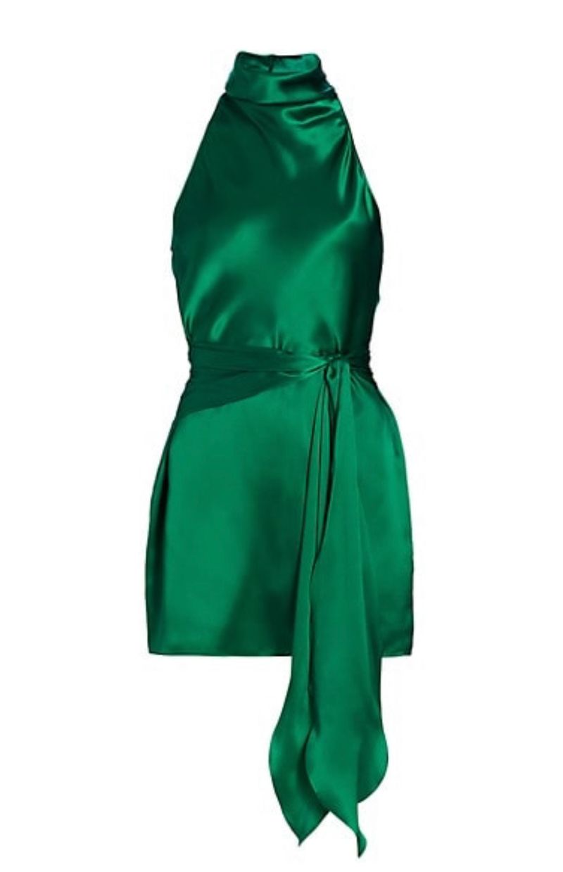 Satin green mini dress 