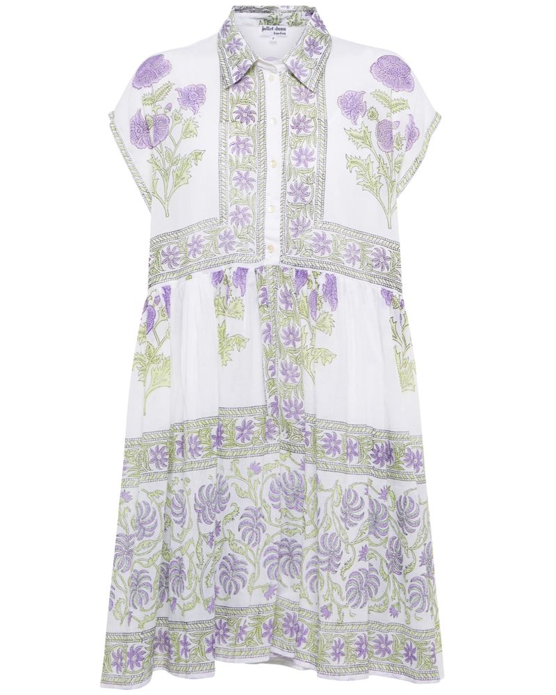 White and lavender collared dress 
