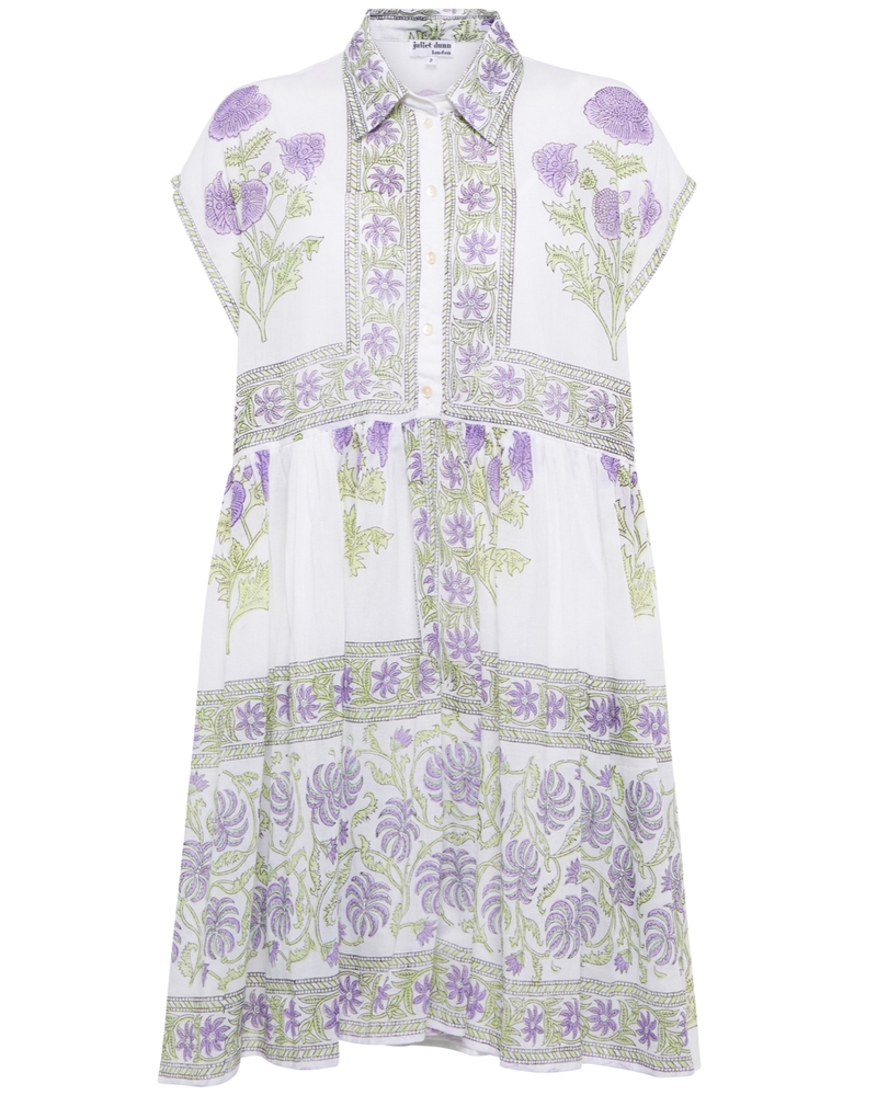 White and lavender collared dress 