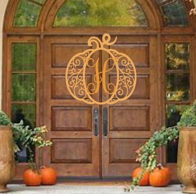 Wooden pumpkin monogram 