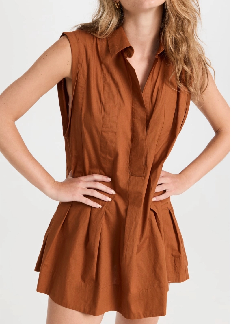 Brown shirt tank dress 