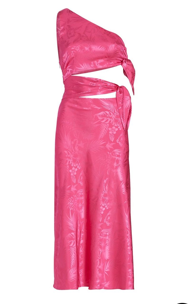Pink side tie midi dress