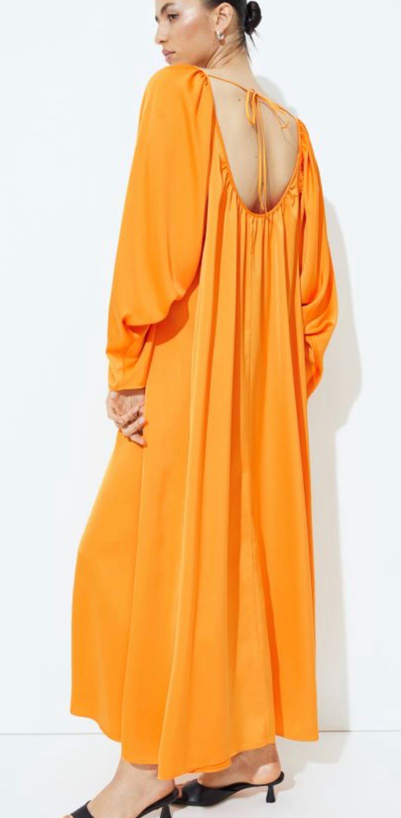 Orange satin maxi gown 