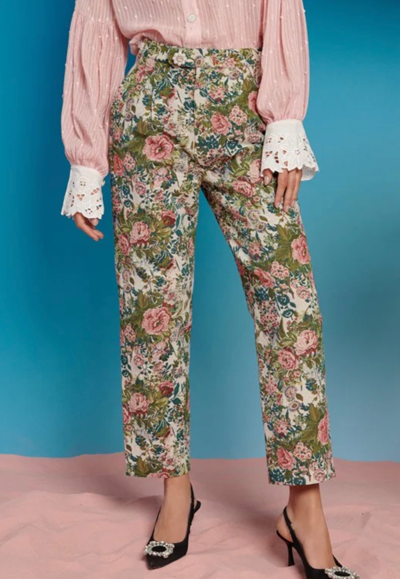 Jacquard floral pants 