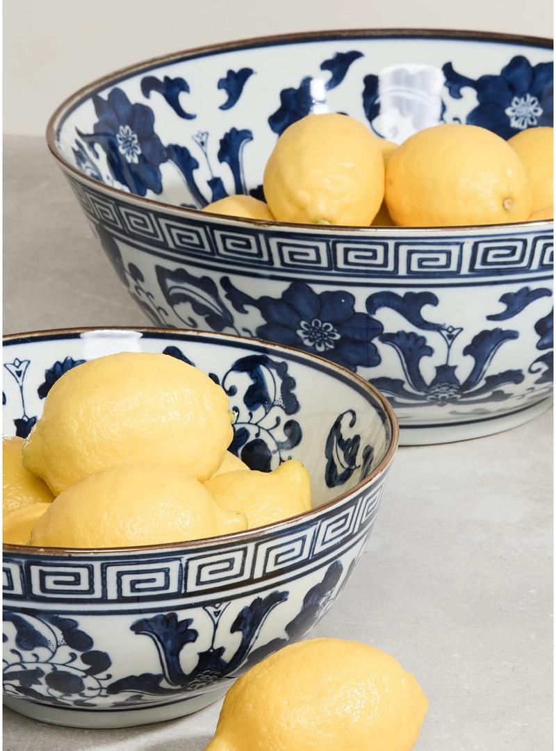 Blue and White Lotus Flower Bowls (2)