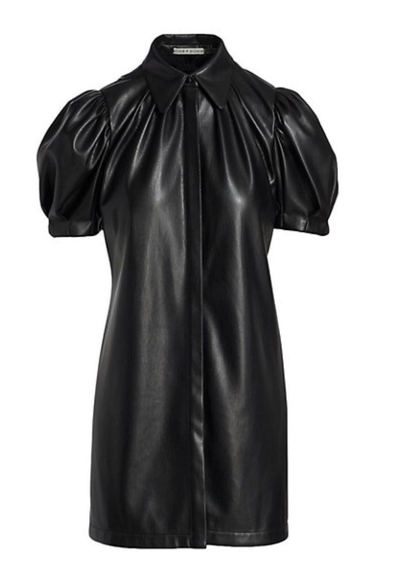 Black leather mini dress 
