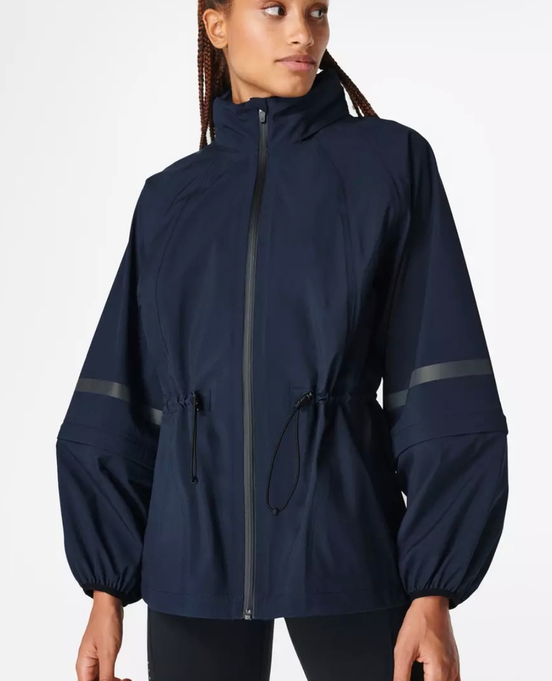 Drawstring waist rain jacket 