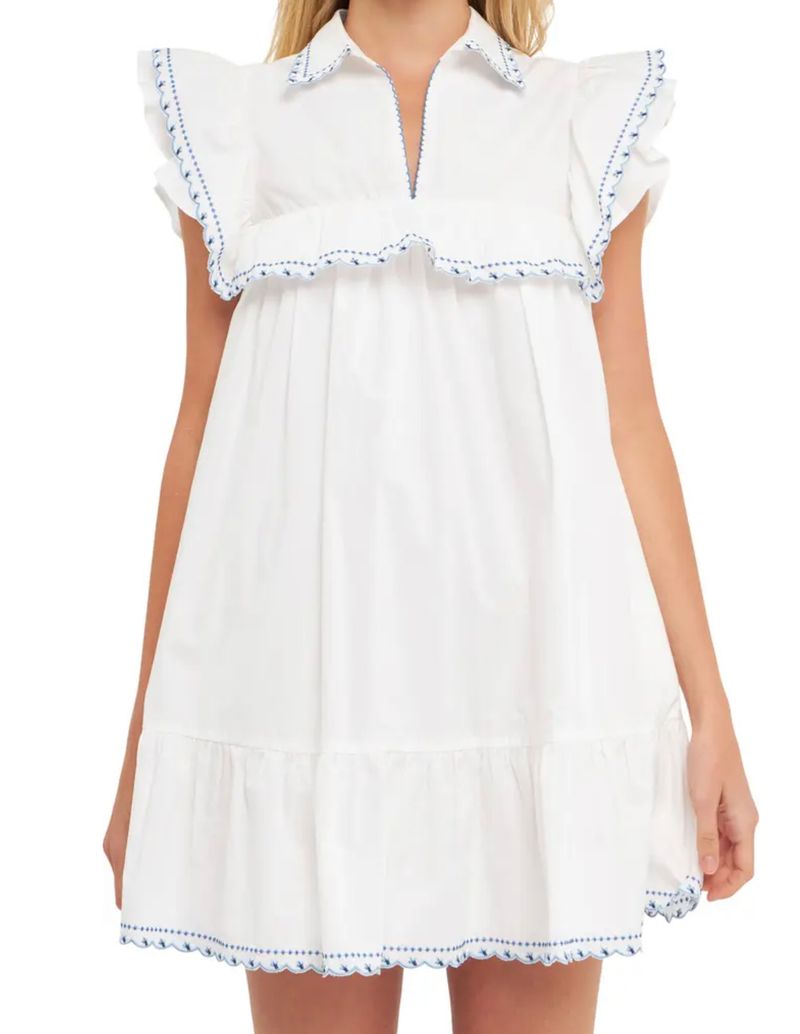 White embroidered mini dress 