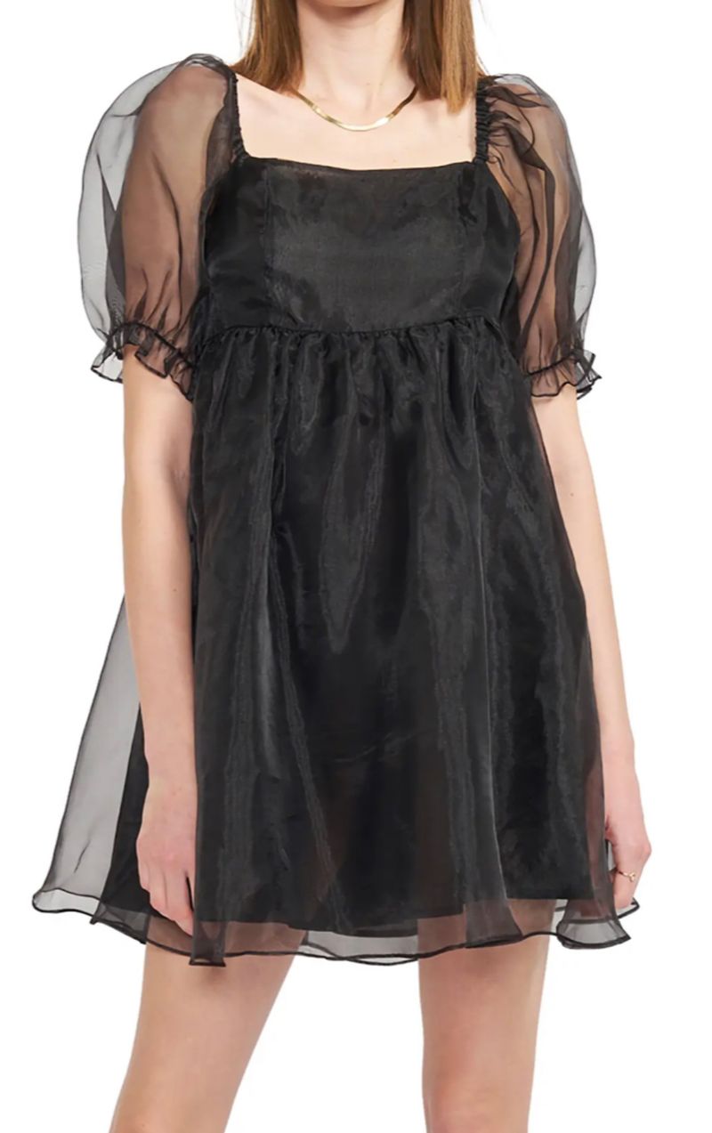 Black organza mini dress 